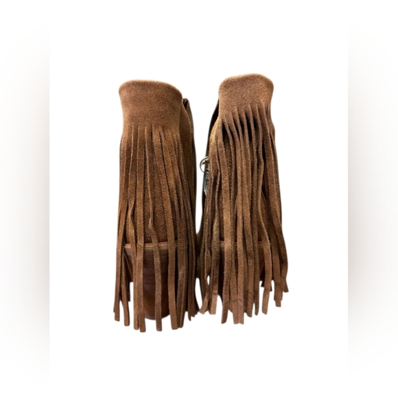 Koolaburra Santa Barbara Heel Suede Leather Fringe Tan Size 8 EUC - Picture 5 of 7
